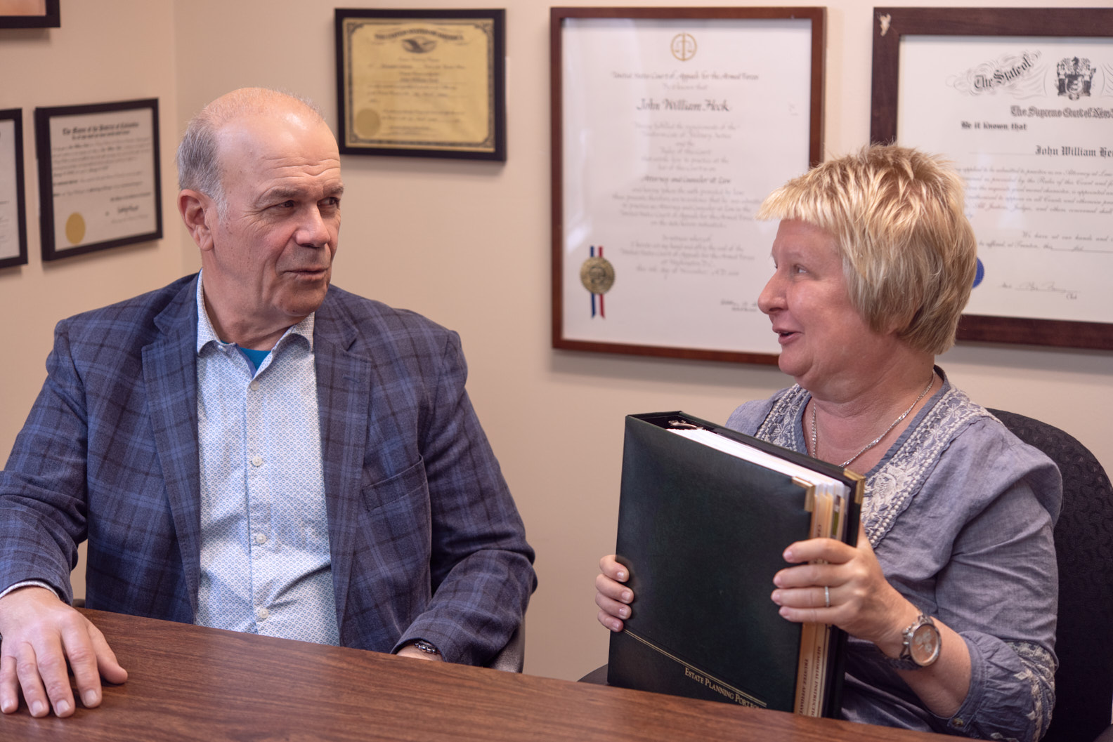 Reviewing the estate planning portfolio together.